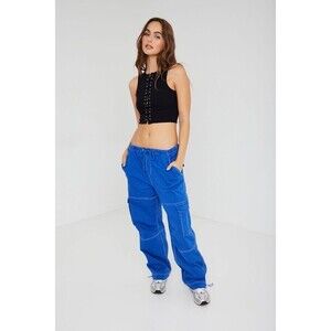 Garage Women's Small Tanner Tie Up Cargo Pants Blue Streetwear Skatergirl y2k